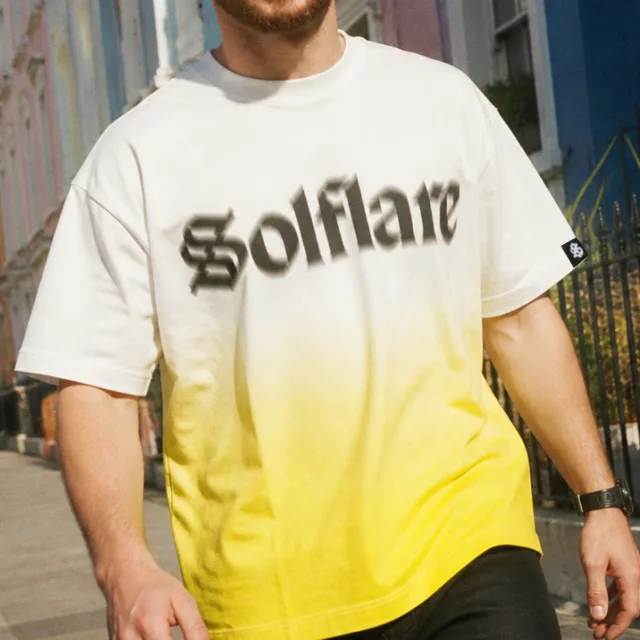 Solflare colour-dip tee produced by Nomu